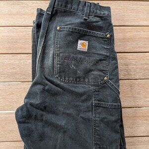 Vintage CARHARTT USA Men's 34x32 Black Double Knee BO1 BRN Work Pants